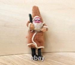 Vintage Clay Face Belsnickle Santa withBag, Sleigh, & Reindeer