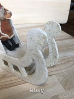 Vintage Clay Face Belsnickle Santa withBag, Sleigh, & Reindeer