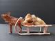 Vintage Cotton Santa In Sleigh With Reindeer Japan 1930's