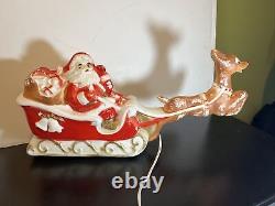 Vintage Dapol Industries Santa Claus Sleigh Reindeer Blow Mold 19 Made in USA
