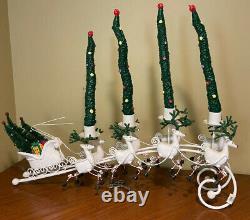 Vintage Dept. 56 Christmas Candle Holder Sleigh Trees & 8 Reindeer # 45405