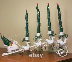 Vintage Dept. 56 Christmas Candle Holder Sleigh Trees & 8 Reindeer # 45405