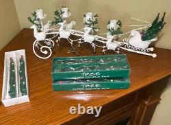 Vintage Dept. 56 Christmas Candle Holder Sleigh Trees & 8 Reindeer # 45405