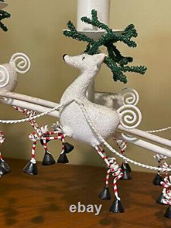 Vintage Dept. 56 Christmas Candle Holder Sleigh Trees & 8 Reindeer # 45405