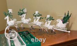 Vintage Dept. 56 Christmas Candle Holder Sleigh Trees & 8 Reindeer # 45405