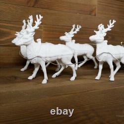 Vintage Dept 56 Winter Silhouette Santa's Sleigh & 4 Reindeer #77950 Retired'98