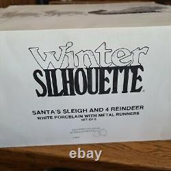 Vintage Dept 56 Winter Silhouette Santa's Sleigh & 4 Reindeer #77950 Retired'98