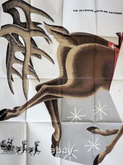 Vintage Douglas Fir Plywood Christmas Set Santa Sleigh Reindeer Team Noel Singer