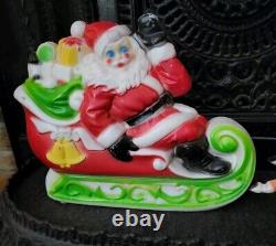 Vintage EMPIRE Santa Sleigh & 2 Reindeer Blow Mold Tabletop Christmas 24 1ST