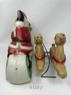 Vintage EMPIRE Santa Sleigh 2 Reindeer Lighted Tabletop Blow Mold NO CORD