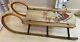 Vintage Early Primitive Kids Wood & Metal Snow Sled Sleigh With Santa & Reindeer