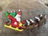 Vintage Emgee Hawaii 1979 Wooden Santa In Sleigh Reindeer Christmas Ornament