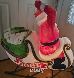 Vintage Empire 2 piece Santa in Sleigh with one reindeer Blow Mold Set lighted