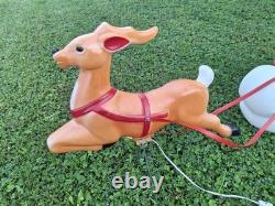 Vintage Empire Blow Mold 23 Santa Sleigh & One Reindeer Christmas