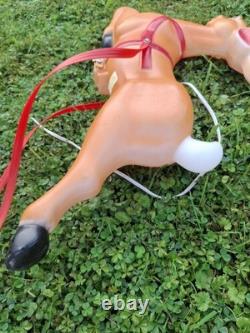 Vintage Empire Blow Mold 23 Santa Sleigh & One Reindeer Christmas