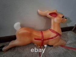 Vintage Empire Blow Mold 23 Santa Sleigh & One Reindeer Christmas