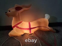 Vintage Empire Blow Mold 23 Santa Sleigh & One Reindeer Christmas