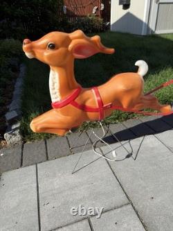 Vintage Empire Blow Mold Christmas Santa, Reindeer, Sleigh in Original box