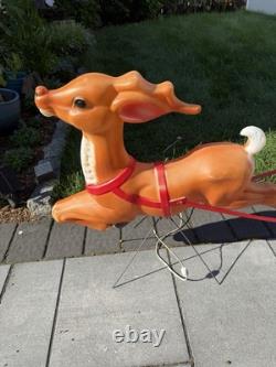 Vintage Empire Blow Mold Christmas Santa, Reindeer, Sleigh in Original box