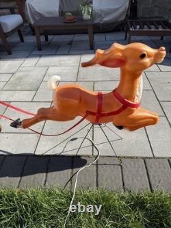 Vintage Empire Blow Mold Christmas Santa, Reindeer, Sleigh in Original box