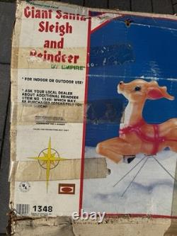Vintage Empire Blow Mold Christmas Santa, Reindeer, Sleigh in Original box