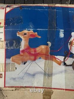 Vintage Empire Blow Mold Christmas Santa, Reindeer, Sleigh in Original box