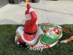 Vintage Empire Blow Mold Santa In Sleigh Noel with 1 Reindeer