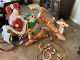 Vintage Empire Blow Mold Santa In Sleigh Noel With 3 Reindeer Must Read