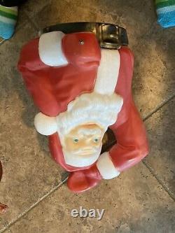 Vintage Empire Blow Mold Santa In Sleigh Noel with 3 Reindeer MUST READ