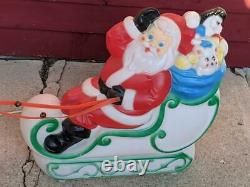 Vintage Empire Blow Mold Santa Sleigh & Reindeer 7 Foot Lighted Yard Decoration