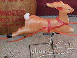 Vintage Empire Blow Mold Santa Sleigh & Reindeer 7 Foot Lighted Yard Decoration