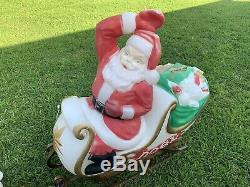 Vintage Empire Blow Mold Santa Sleigh Reindeer Large