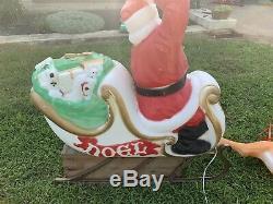 Vintage Empire Blow Mold Santa Sleigh Reindeer Large