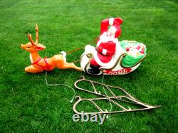 Vintage Empire Blow Mold Santa on Sleigh withOne Reindeer