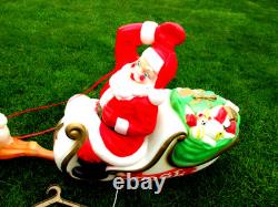 Vintage Empire Blow Mold Santa on Sleigh withOne Reindeer