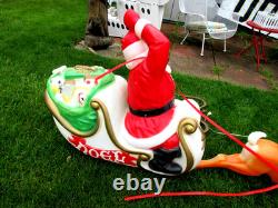 Vintage Empire Blow Mold Santa on Sleigh withOne Reindeer