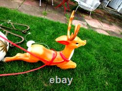 Vintage Empire Blow Mold Santa on Sleigh withOne Reindeer