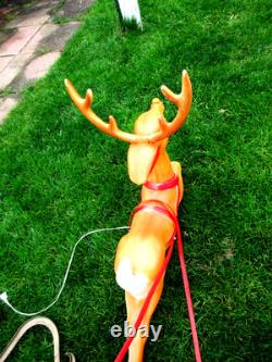 Vintage Empire Blow Mold Santa on Sleigh withOne Reindeer