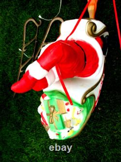 Vintage Empire Blow Mold Santa on Sleigh withOne Reindeer