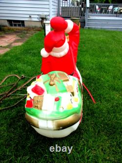 Vintage Empire Blow Mold Santa on Sleigh withOne Reindeer