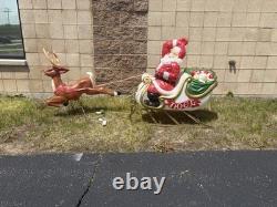 Vintage Empire Christmas Blow Mold Santa Claus Sleigh Reindeer RARE