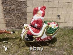 Vintage Empire Christmas Blow Mold Santa Claus Sleigh Reindeer RARE