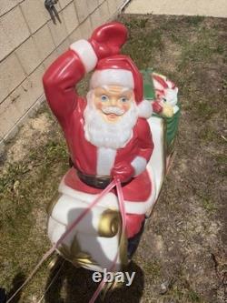 Vintage Empire Christmas Blow Mold Santa Claus Sleigh Reindeer RARE
