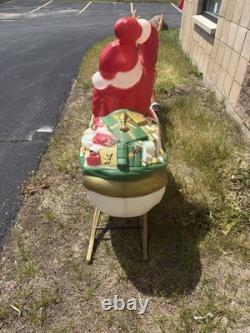Vintage Empire Christmas Blow Mold Santa Claus Sleigh Reindeer RARE