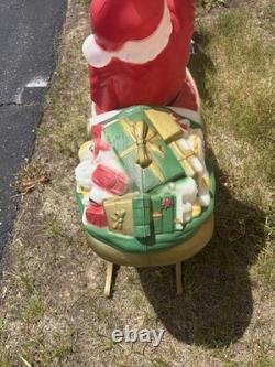 Vintage Empire Christmas Blow Mold Santa Claus Sleigh Reindeer RARE