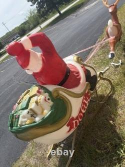 Vintage Empire Christmas Blow Mold Santa Claus Sleigh Reindeer RARE