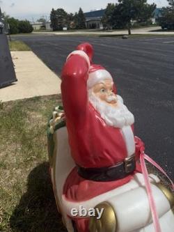Vintage Empire Christmas Blow Mold Santa Claus Sleigh Reindeer RARE