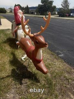 Vintage Empire Christmas Blow Mold Santa Claus Sleigh Reindeer RARE