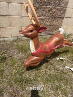 Vintage Empire Christmas Blow Mold Santa Claus Sleigh Reindeer RARE