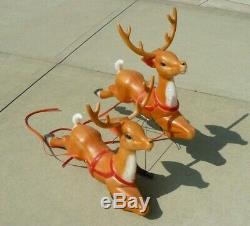 Vintage Empire Christmas Santa Sleigh Two Reindeer Blow Mold Decor Yard Decor